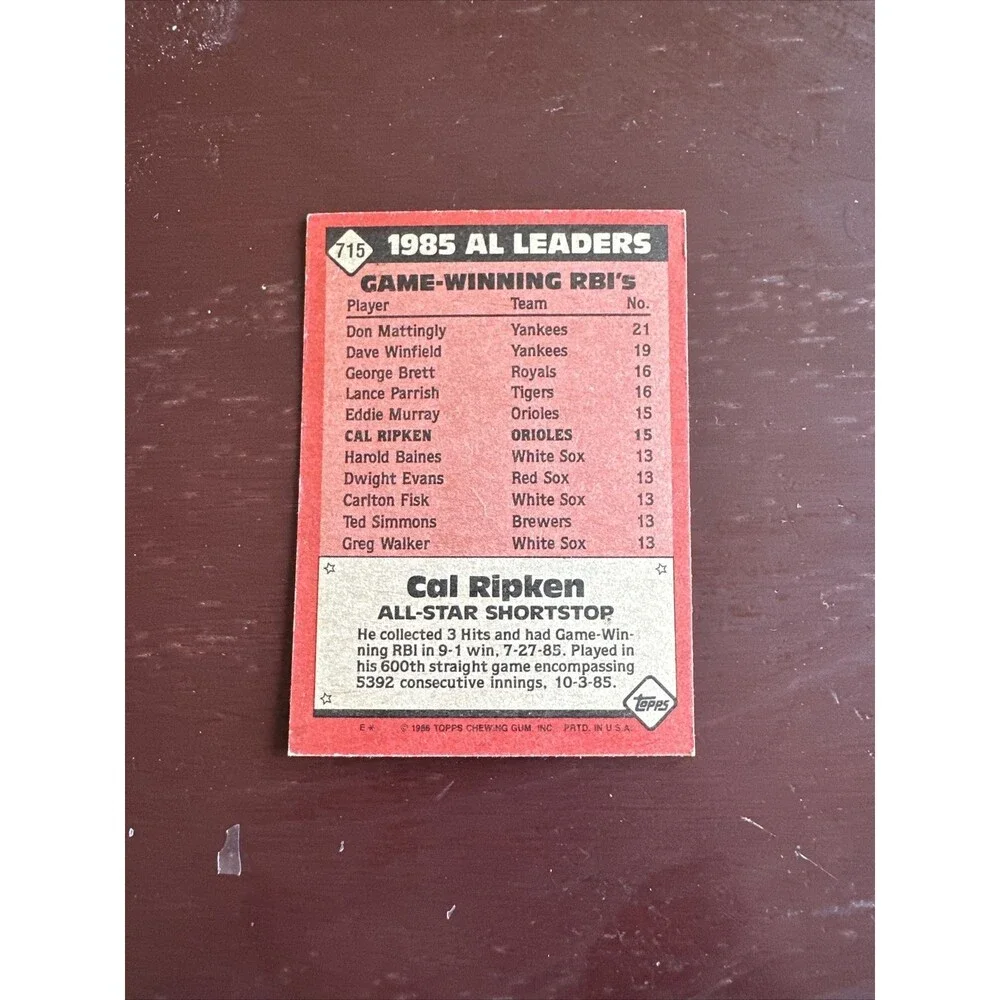 Cal Ripken Jr. Lot Of 7 MLB Trading Cards